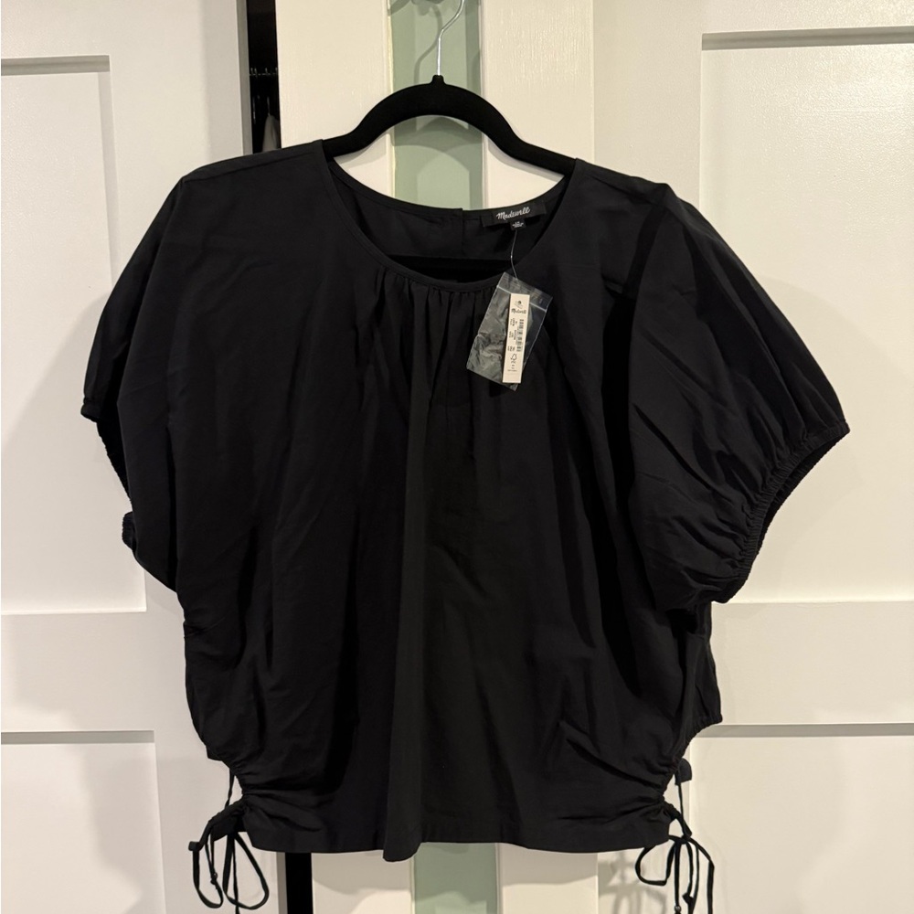 Madewell Black Puff Sleeve Crop Top